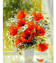 Load image into Gallery viewer, Vase of Red and White Flowers Paint by Numbers - Art Providore