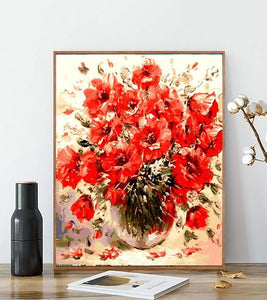 Vase with Poppies Flowers Paint by Numbers - Art Providore