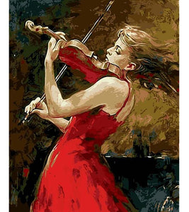 Violinist in Red Paint by Numbers - Art Providore
