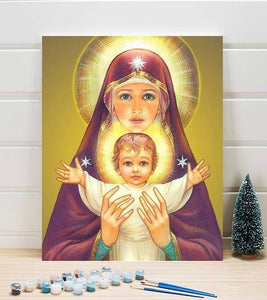 Virgin Mary and Child Jesus Paint by Numbers - Art Providore