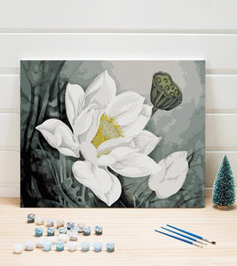 White Lotus Flower Paint by Numbers - Art Providore