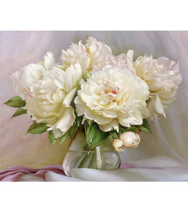 White Peony Paint by Numbers - Art Providore