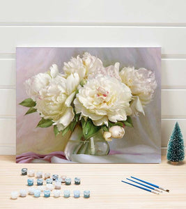 White Peony Paint by Numbers - Art Providore
