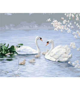 White Swan Family Paint by Numbers - Art Providore