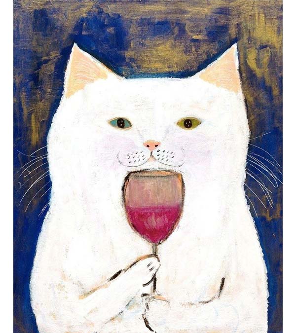 Wine Drinking Cat Paint by Numbers - Art Providore
