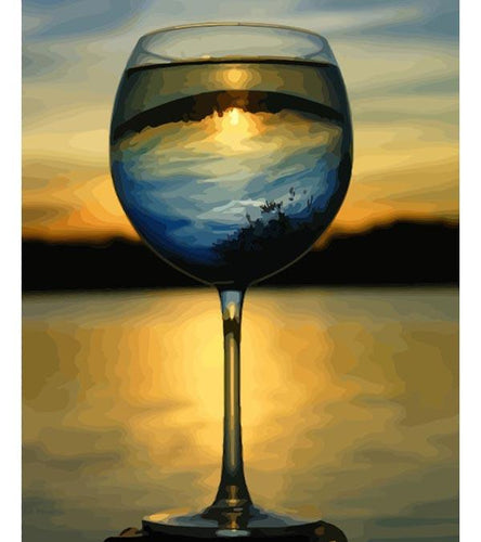 Wine Glass Sunset Paint by Numbers - Art Providore