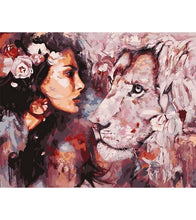Load image into Gallery viewer, Woman and a Lion Paint by Numbers - Art Providore