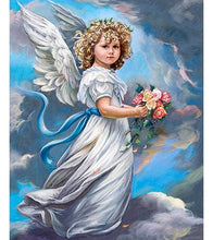 Load image into Gallery viewer, Angel with Flowers Paint with Diamonds - Art Providore