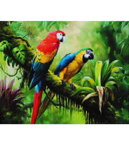 Beautiful Parrots Paint with Diamonds - Art Providore