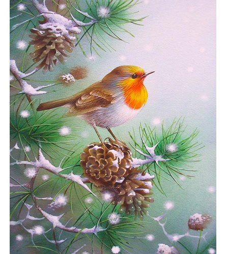 Bird in the Snow Paint with Diamonds - Art Providore