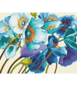 Blue Flowers Paint with Diamonds - Art Providore