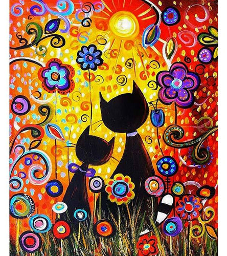 Cats Love the Sunshine Paint with Diamonds - Art Providore