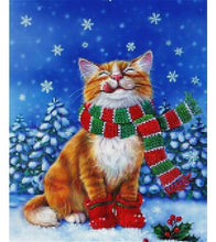 Load image into Gallery viewer, Christmas Cat Paint with Diamonds - Art Providore