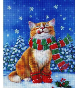 Christmas Cat Paint with Diamonds - Art Providore
