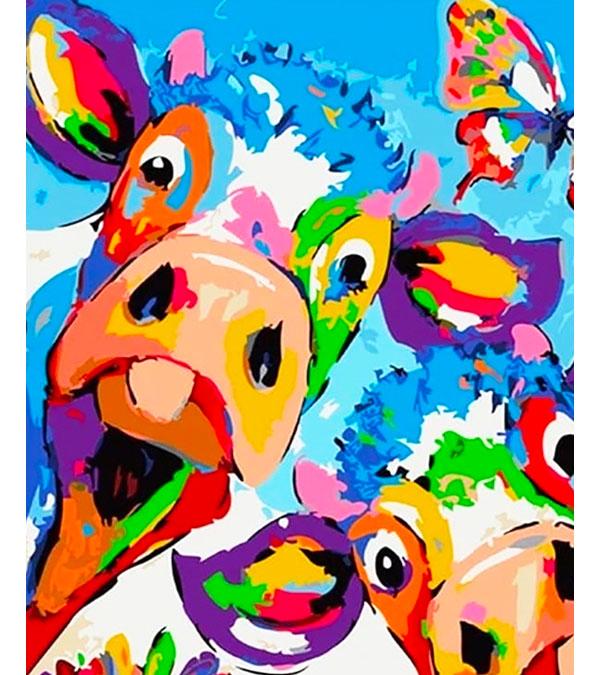 Colourful Cow Family Paint with Diamonds - Art Providore