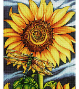 Dragonfly and Sunflower Paint with Diamonds - Art Providore