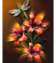 Load image into Gallery viewer, Dragonfly Lily Flowers Paint with Diamonds - Art Providore