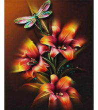 Load image into Gallery viewer, Dragonfly Lily Flowers Paint with Diamonds - Art Providore