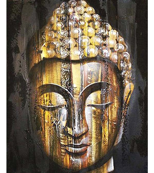 Golden Wood Buddha Paint with Diamonds - Art Providore