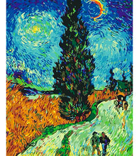 Load image into Gallery viewer, Road with Cypress and Star Paint with Diamonds - Vincent van Gogh - Art Providore