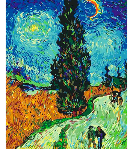 Road with Cypress and Star Paint with Diamonds - Vincent van Gogh - Art Providore