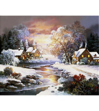 Load image into Gallery viewer, Snowy Winter House Paint with Diamonds - Art Providore