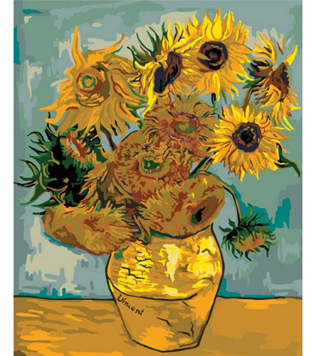 Vase with Twelve Sunflowers Paint with Diamonds - Vincent van Gogh - Art Providore