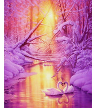 Load image into Gallery viewer, Swan Love in the Sunset Paint with Diamonds - Art Providore