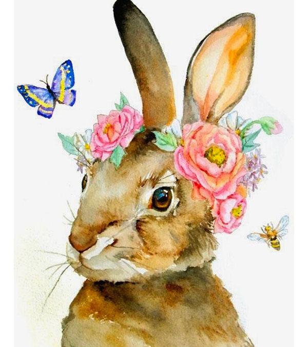 Floral Rabbit Paint by Numbers - Art Providore