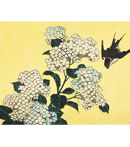 Hydrangea and Swallow Paint by Numbers - Katsushika Hokusai - Art Providore