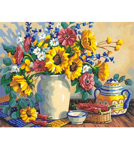 Teapot with Flowers Paint by Numbers - Art Providore