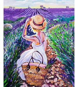 Woman in Lavender Field Paint by Numbers
