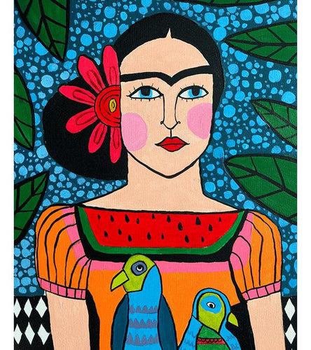 Woman with Parrots Paint by Numbers - Art Providore